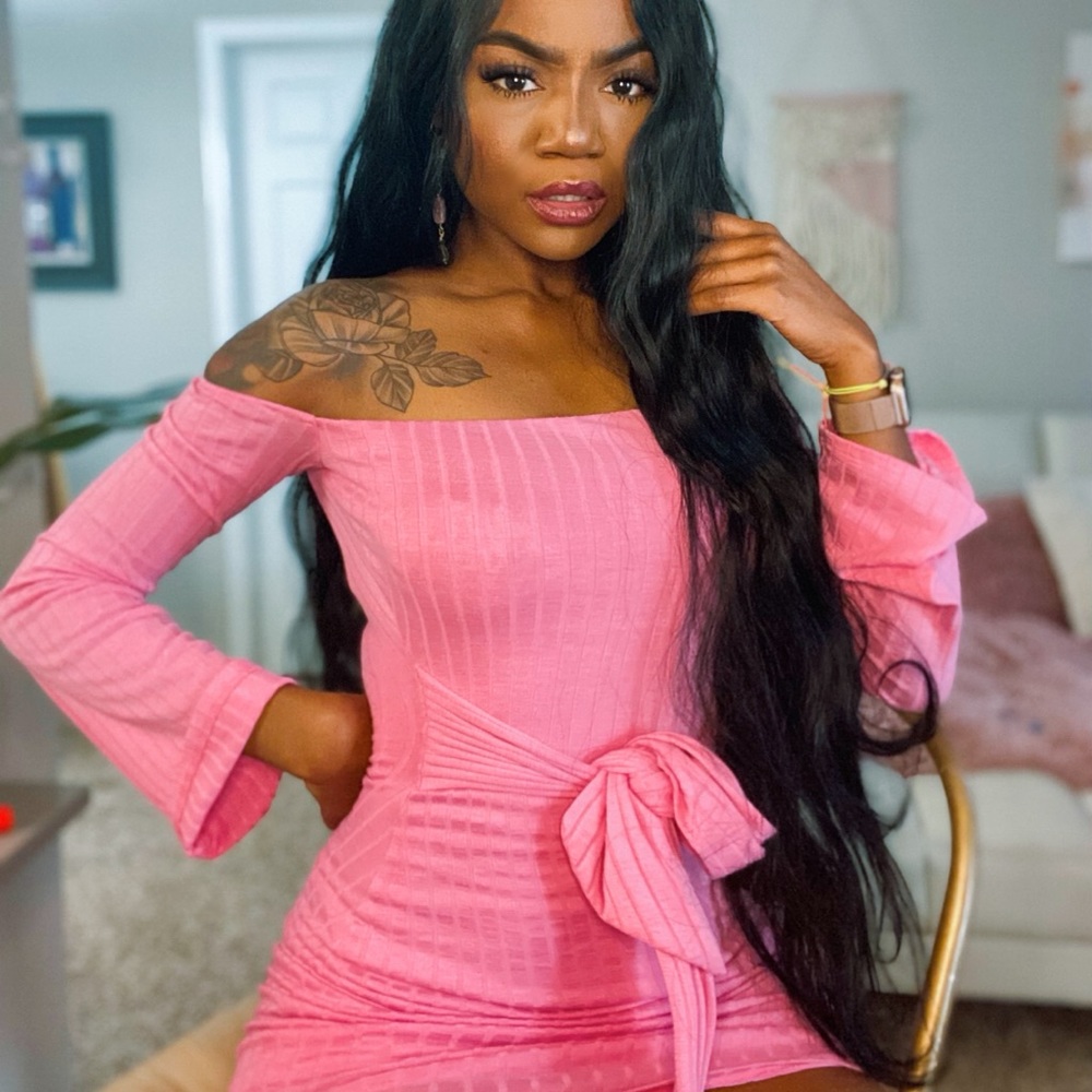 Off Shoulder Pink Fashion Nova Mini Dress